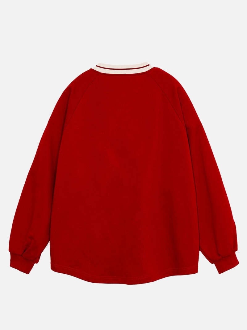 Sweat a Capuche Aelfric Eden Vintage Patchwork Sweatshirt Rouge | SIF-47578375